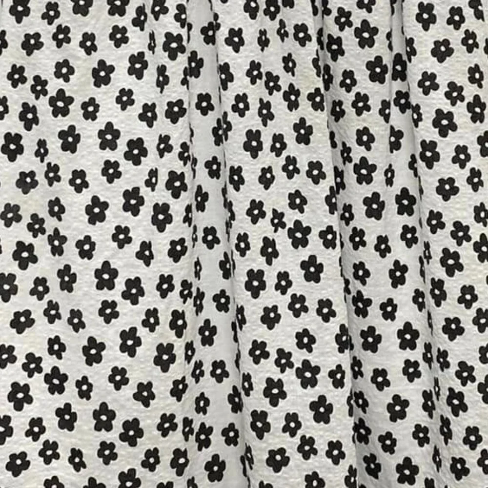 Black & White Floral Puff Sleeve Midi Dress - Picture 4 of 4